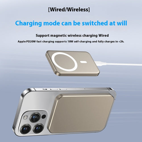 C17 Gold Power Bank with Magnetic Wireless Fast Charging and Compact