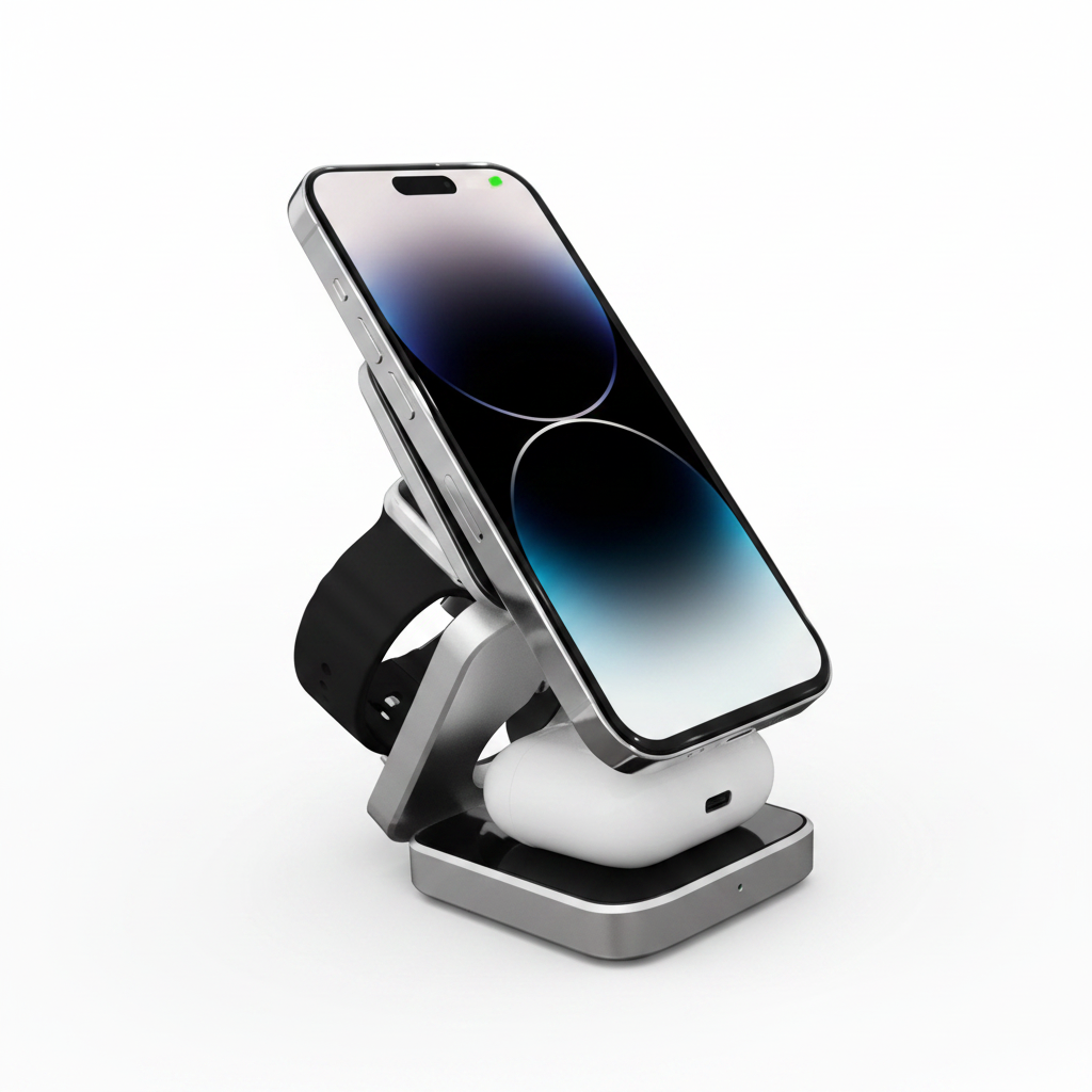 Foldable 3-in-1 Wireless Charging Phone Holder