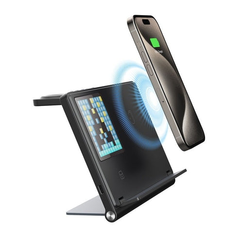 5-in-1 Pixel Animation Wireless Charger – 15W RGB Clock